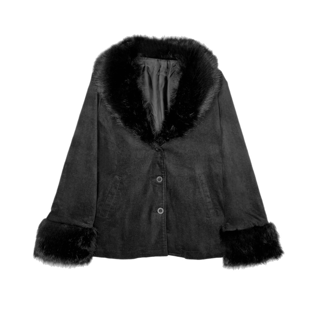 Emory Park Charcoal Teddy Jacket with Faux Fur Accents